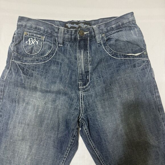 Brooklyn Express Men's Blue Jeans 36 X 34 Distressed Vtg Y2K - Picture 2 of 13